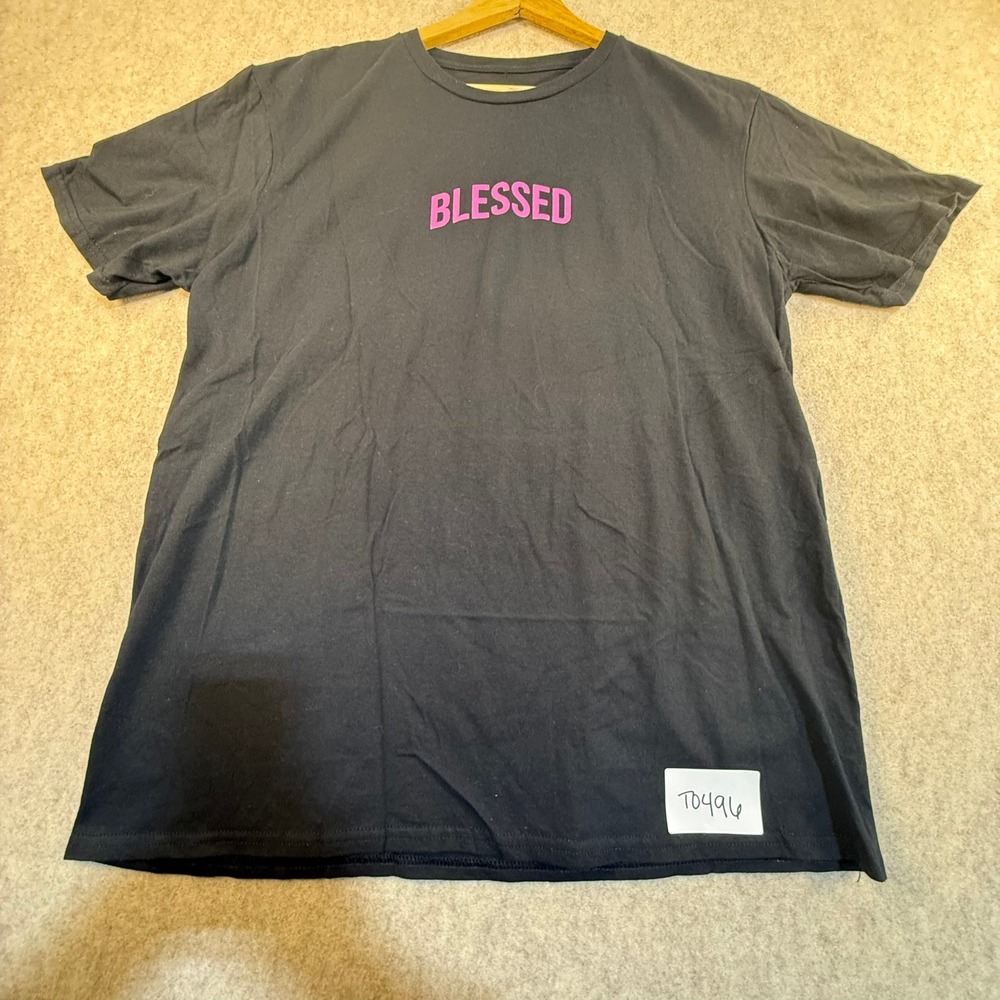 Blessed Jesus Christ Apostle Religious Graphic T-Shirt Black Pink‎ Mens Large